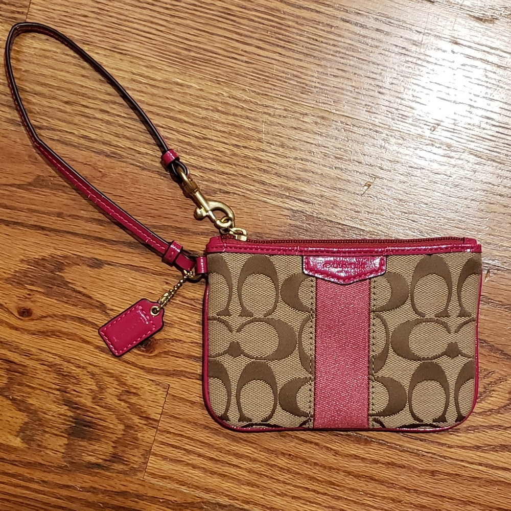 Coach Pink/Khaki Wristlet